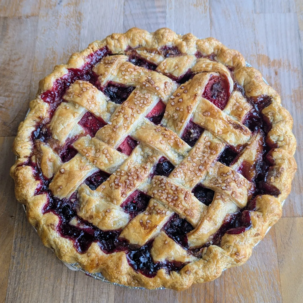 A lattice-top berry pie